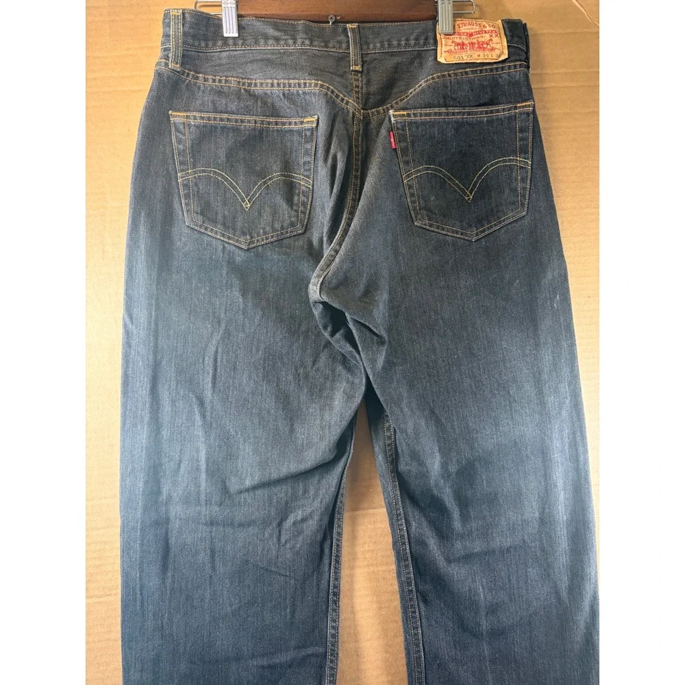 Levi's 501 XX Jeans Mens 34x31 Dark Wash Straight Leg Button Fly 100% Cotton